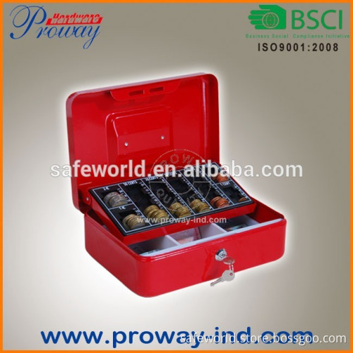 Cash Money Box, Removable Cash Tray with Compartment for Rolled Euro Coins and Business Cheques